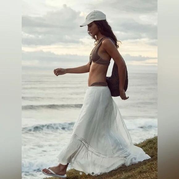 FREE‎ PEOPLE FP ONE MONTANA MAXI SKIRT - IVORY- NWOT-  SZ:L - Picture 3 of 5